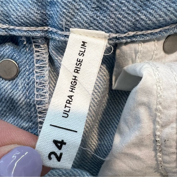 Pacsun Patchwork Vintage Style Ultra High Rise Slim Jeans Women's Size 24 - Picture 9 of 11